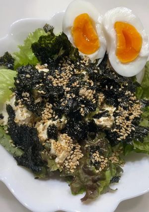 とうふと韓国海苔と胡麻のヘルシーサラダ🥗-レシピのメイン写真