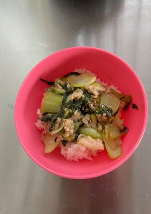 簡単白菜と青梗菜の豚バラあんかけ丼-レシピのメイン写真