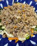 四毒抜き)合い挽き肉味噌そぼろと野菜炒め