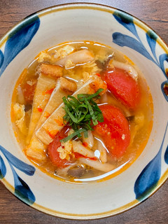 トマトとシメジと油揚げの卵スープ-レシピのメイン写真