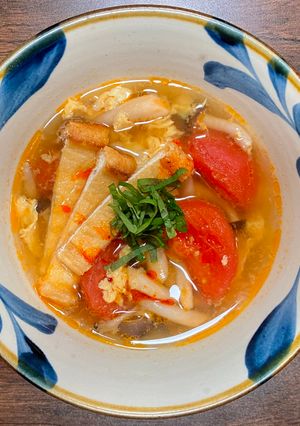 トマトとシメジと油揚げの卵スープ-レシピのメイン写真