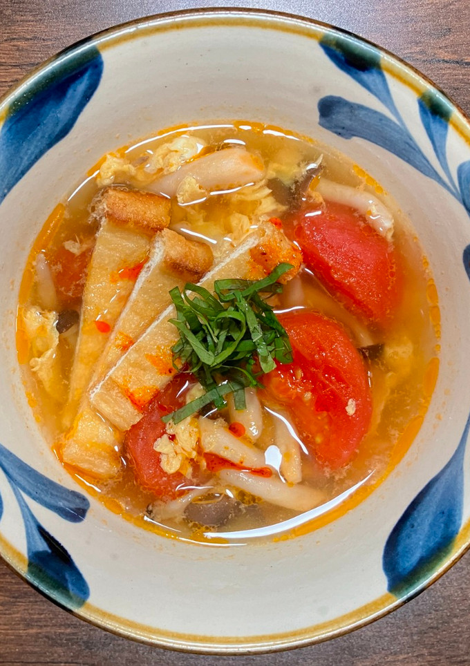 トマトとシメジと油揚げの卵スープ-レシピのメイン写真