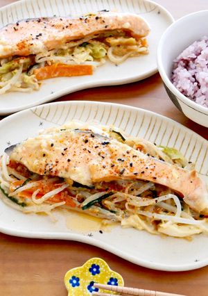 鮭の味噌マヨ焼き【カット野菜で簡単】-レシピのメイン写真