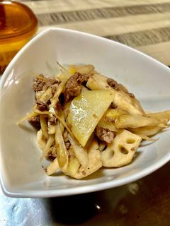 じゃがいも蓮根ごぼう牛肉のオイスター炒め-レシピのメイン写真