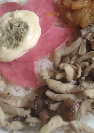 ひゃくまん穀でカフェ丼V12〜ビアソぶなしめじ-レシピのメイン写真