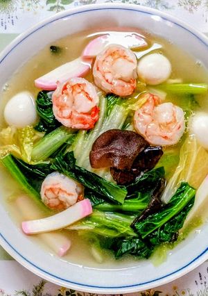 今夜の夕飯!白菜とエビのあんかけラーメン-レシピのメイン写真