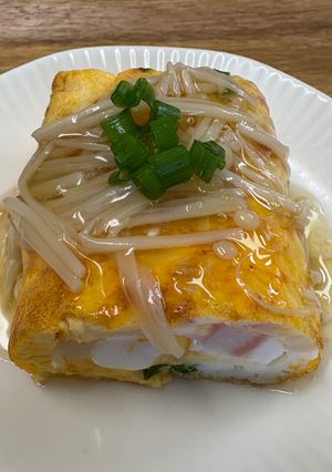 厚焼き卵♪なると・小ネギの生姜えのきあんかけ-レシピのメイン写真