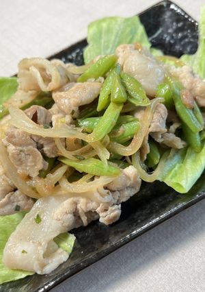 豚こまといんげんの梅ソース焼き-レシピのメイン写真