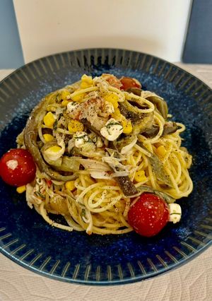 冷製パスタ！夏野菜の柚子胡椒ダシダハニー-レシピのメイン写真