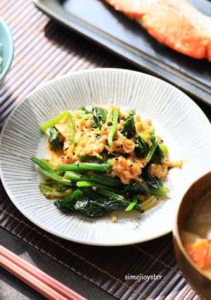 ＊ほうれん草と鶏ひき肉のピリ辛炒め-レシピのメイン写真