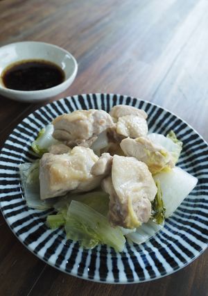 《主菜》鶏肉の白菜蒸し 柚子こしょうダレ-レシピのメイン写真