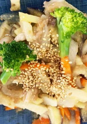 全てレンジなす芋味噌だれで生姜焼き風-レシピのメイン写真
