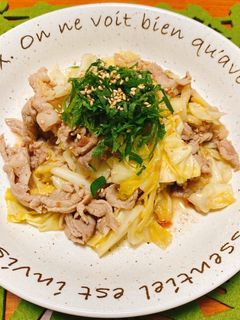 キャベツと豚バラの梅マヨポン酢青じそ炒め-レシピのメイン写真