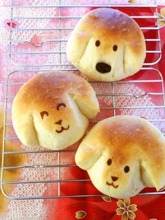 丸パンを簡単に可愛く3♡いぬのパン-レシピのメイン写真