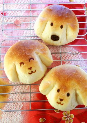 丸パンを簡単に可愛く3♡いぬのパン-レシピのメイン写真
