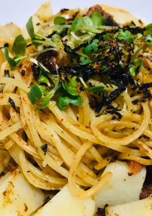 鯖のへしことじゃがいものパスタ-レシピのメイン写真