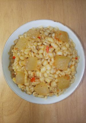 100%押し麦の豆板醤味噌冬瓜麦飯-レシピのメイン写真