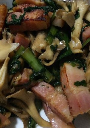 春菊と雪国舞茸のバター醤油炒め-レシピのメイン写真