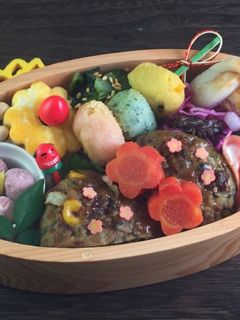 立春節分弁当 ひじきハンバーグ 詰め方-レシピのメイン写真