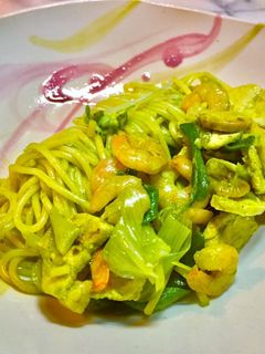 No2342抹茶パスタ海老と鶏ささみ-レシピのメイン写真