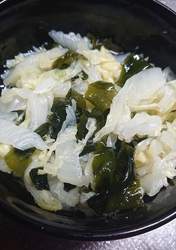 めっちゃ簡単☆白菜とワカメの酢物風お浸し-レシピのメイン写真