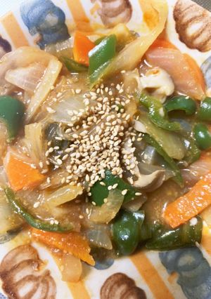 全てレンジ肉なしチゲ風青椒肉絲風春雨炒煮-レシピのメイン写真