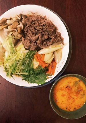1人分レンチンで作る牛肉すき焼Q鍋-レシピのメイン写真