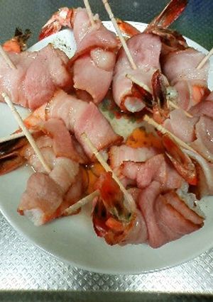 ﾚﾝｼﾞでチン　えびのベーコン巻き-レシピのメイン写真