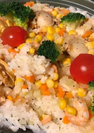ワンパン！お手軽シーフードピラフ-レシピのメイン写真