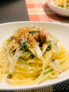 ほうれん草ときのこの濃厚生クリームパスタ-レシピのメイン写真