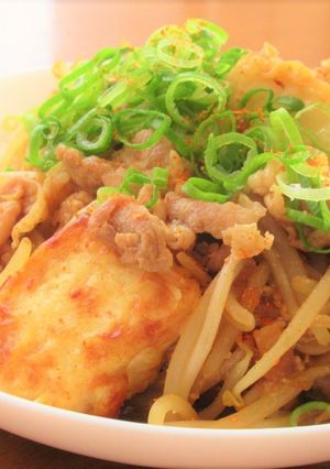豚バラ肉と木綿豆腐ともやしの辛味炒め-レシピのメイン写真