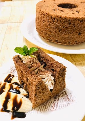 ココア香る♡チョコチップシフォンケーキ-レシピのメイン写真