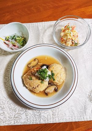 おからを入れて作ったあんかけハンバーグ-レシピのメイン写真