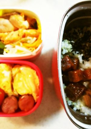 タンパク質多めお弁当㉔鶏バーグと鮪の角煮-レシピのメイン写真