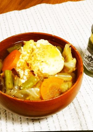 野菜たっぷりキャベツとたまご食べる味噌汁-レシピのメイン写真