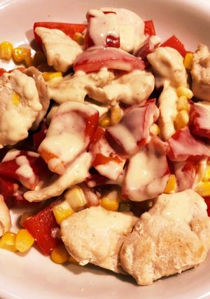 鶏とパプリカのカレーチーズソース-レシピのメイン写真