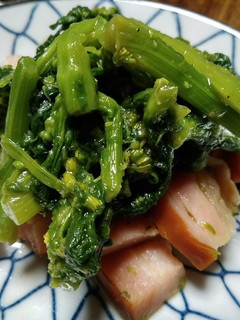 厚切りベーコン菜の花のオリーブオイル炒め-レシピのメイン写真