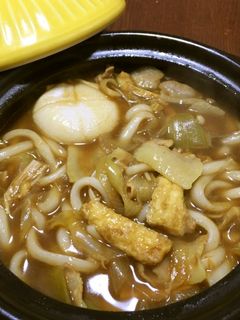 1人鍋、白だしで餅入りカレーうどん-レシピのメイン写真