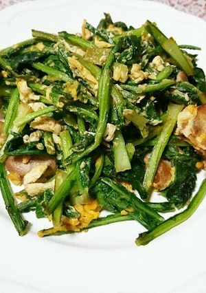かぶの葉と豚バラ肉と玉子の中華炒め-レシピのメイン写真