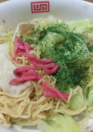 袋麺で焼きそば風（電子レンジ編）-レシピのメイン写真