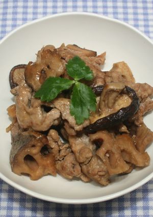 きょうの料理☆乾燥蓮根と豚肉の甘辛い煮物-レシピのメイン写真