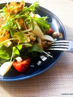 水菜たっぷり!蓮根チップサラダ-レシピのメイン写真