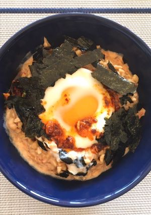 温泉卵&キムチ豆乳のオートミールリゾット-レシピのメイン写真