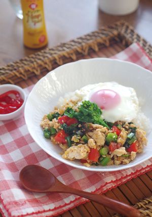 菜の花と鶏ひきのガパオライス-レシピのメイン写真