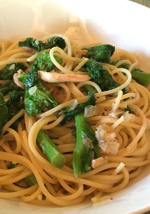 菜の花と塩辛のパスタ【柚子胡椒ペペロン】-レシピのメイン写真