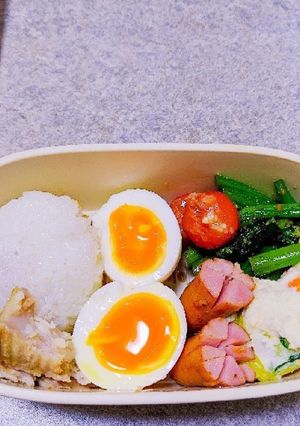 ゆで卵とウインナーとポテトサラダ弁当-レシピのメイン写真