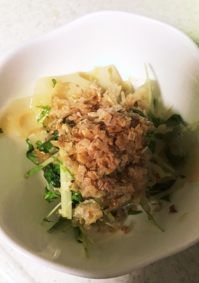 水菜とれんこんの梅かつお和え-レシピのメイン写真
