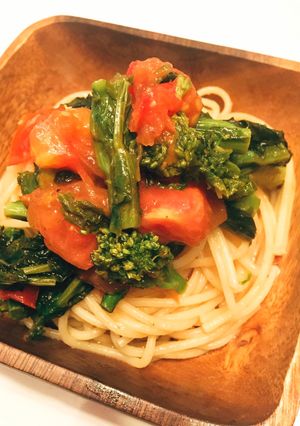 菜の花とトマトのパスタ~塩味~-レシピのメイン写真