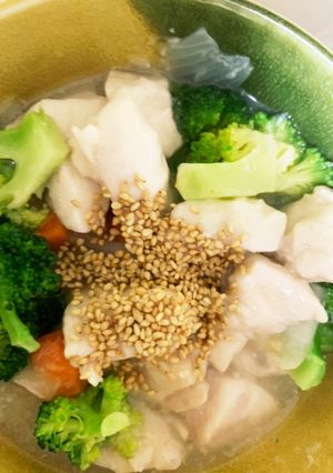 全てレンジ胸肉根菜のからし味噌味蒸し煮-レシピのメイン写真