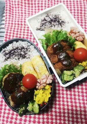 高校男子弁当&パパ弁♡ハンバーグ1/31-レシピのメイン写真